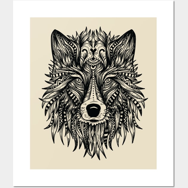 Wolf Head Design Wall Art by LR_Collections